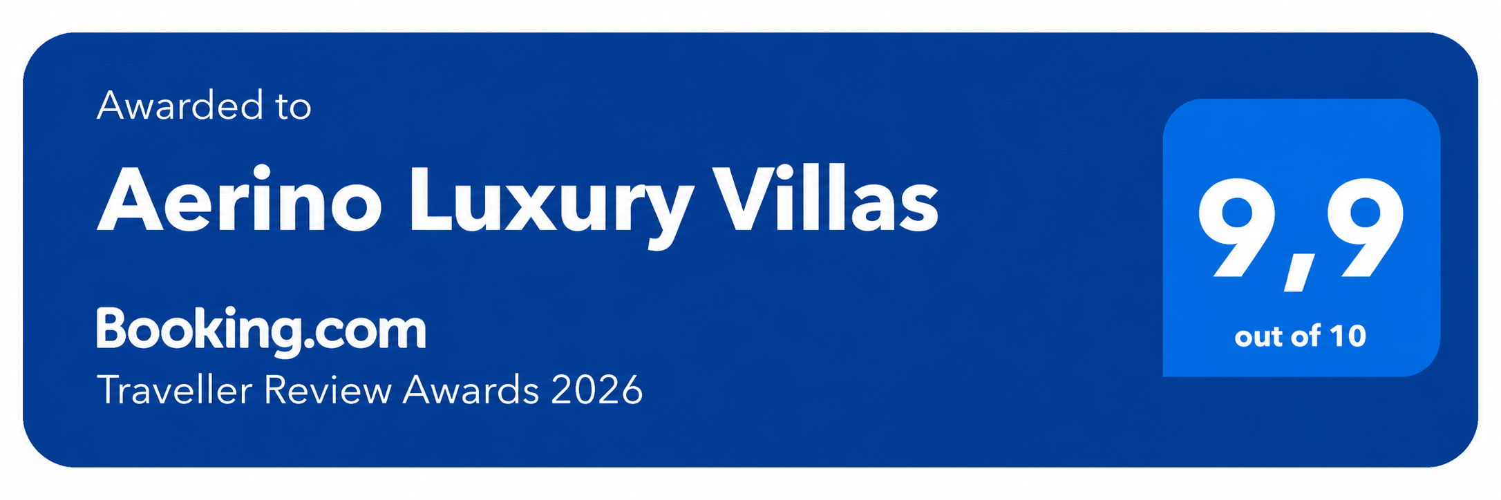Aerino Luxury Villas Booking Award