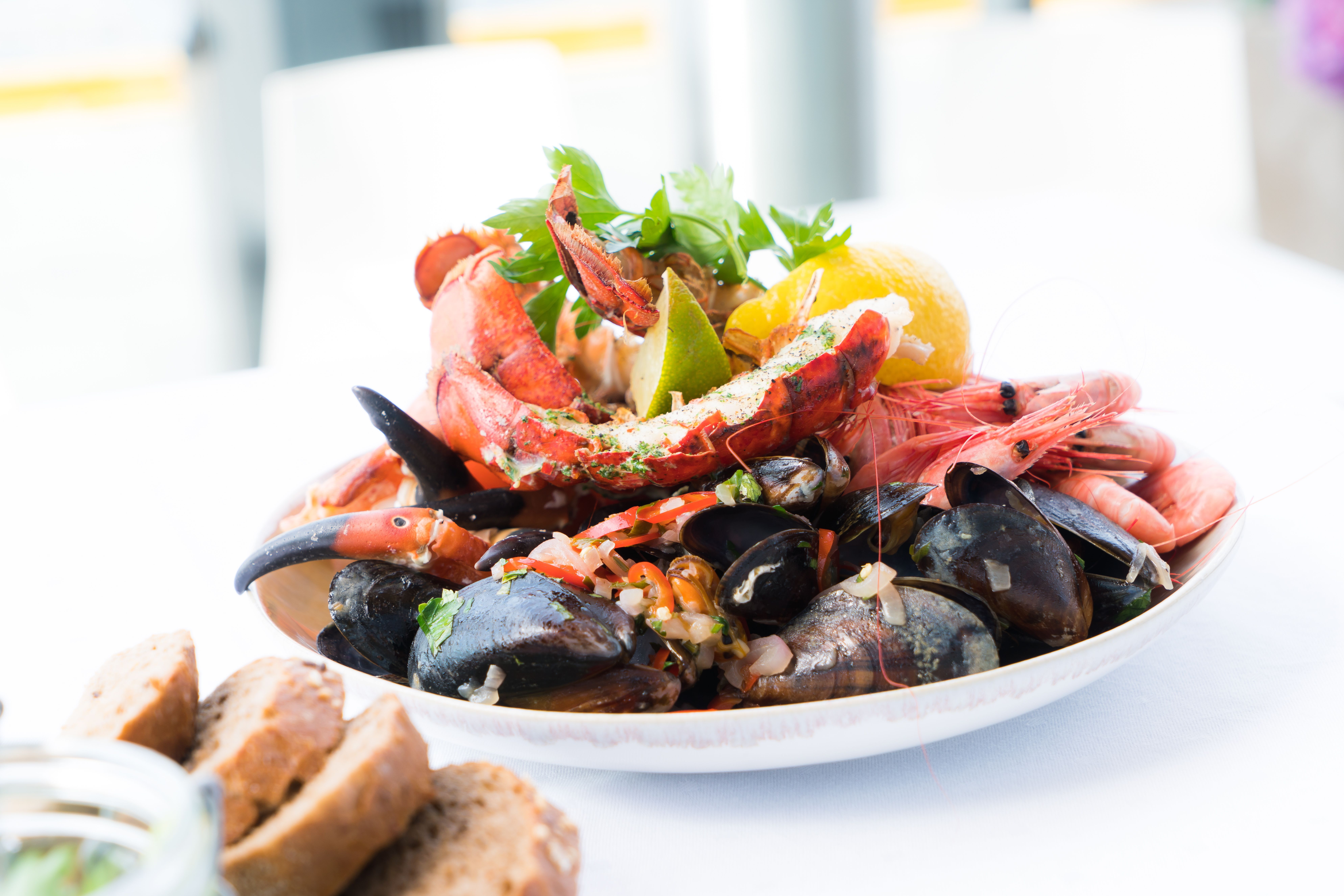 Fresh seafood served in Thassos